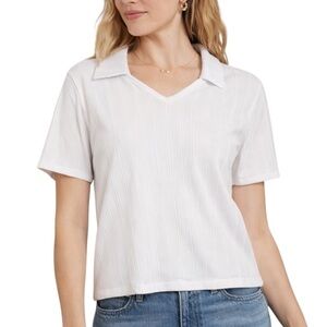 Women’s Ribbed Collared Short Sleeve Top Size Medium